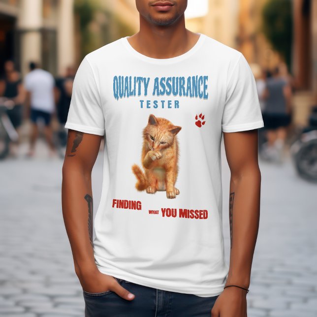 Camiseta Testador de QA Humor de Gato (Criador carregado)