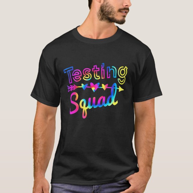 Camiseta Testando Dia de Teste de Coluna de Esquadrão Teste (Frente)