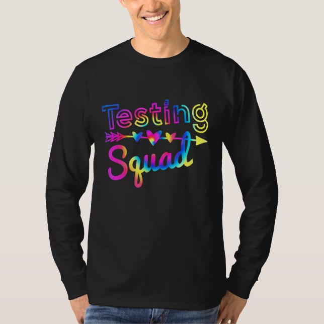 Camiseta Testando Dia de Teste de Coluna de Esquadrão Teste (Frente)