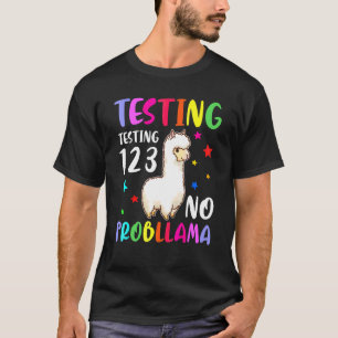 Camiseta Teste 1 2 3 Sem Exame de Escola de Problema Llama