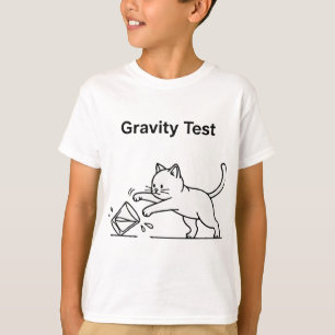 Camiseta Teste da Gravidade do Gato Engraçado   Ciência Fof