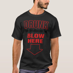 Camiseta Teste de Bafômetro Livre de Embriaguez Sopre Aqui