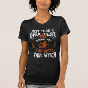 Camiseta Teste de DNA Bruxa Halloween Abóbora Teia de Aranh
