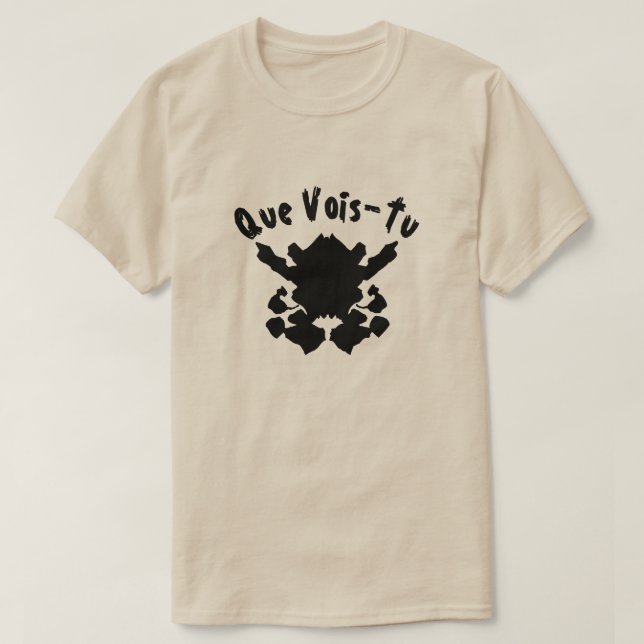 Camiseta teste de inversão com texto Que Vois-Tu (Frente do Design)