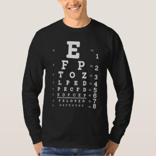 Camiseta Teste de Optometria de Placa de Teste Snellen - Un