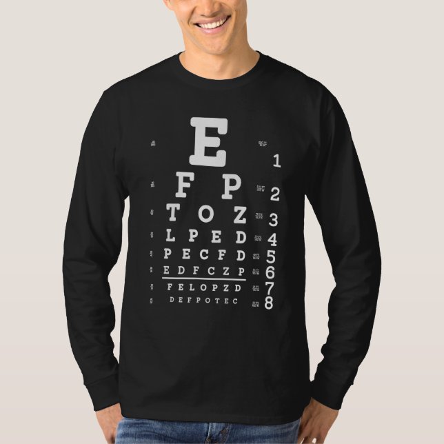 Camiseta Teste de Optometria de Placa de Teste Snellen - Un (Frente)