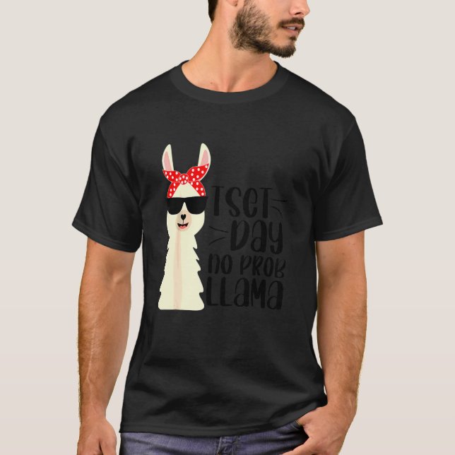 Camiseta Teste do dia de teste do professor Llama Ensino de (Frente)