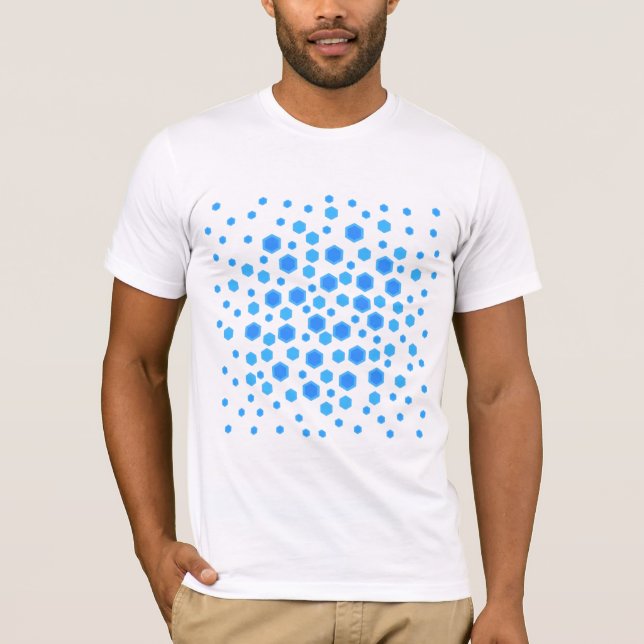 Camiseta Teste padrão azul dos hexágonos (Frente)