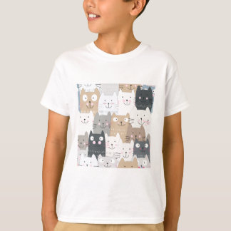 Camiseta Teste padrão bonito do cinza azul do gato do