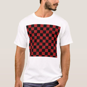 Camiseta Teste padrão checkered vermelho e preto do brilho