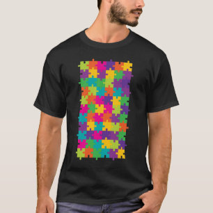 Camiseta Teste padrão colorido do quebra-cabeça de serra 