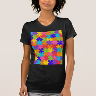 Camiseta Teste padrão colorido do quebra-cabeça de serra de