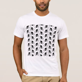 Camiseta Teste padrão da bicicleta em preto e branco.