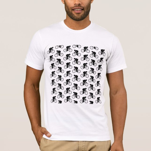 Camiseta Teste padrão da bicicleta em preto e branco. (Frente)