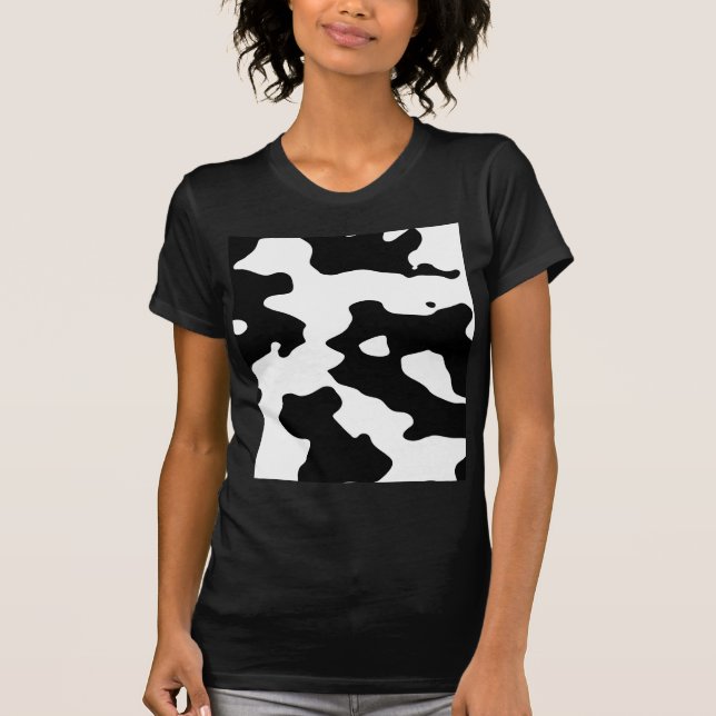 Camiseta Teste padrão da vaca preto e branco (Frente)