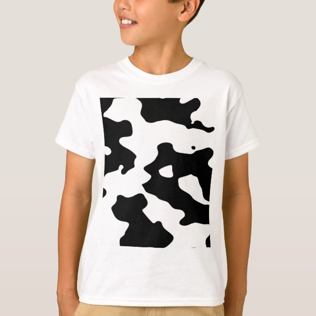 Camiseta Teste padrão da vaca preto e branco (Frente)