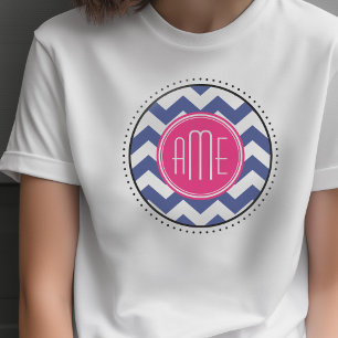 Camiseta Teste padrão de Chevron com monograma - magenta d