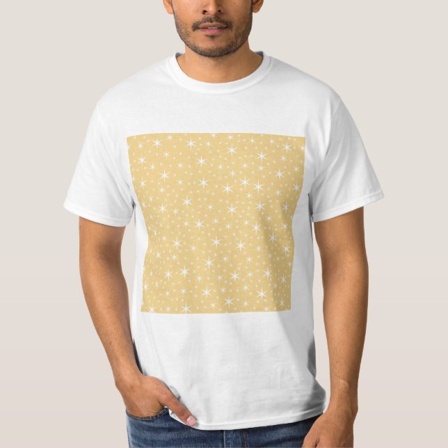 Camiseta Teste padrão de estrela na cor Dourado branca e (Frente)