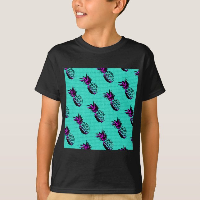 Camiseta teste padrão do abacaxi do azul de turquesa do (Frente)