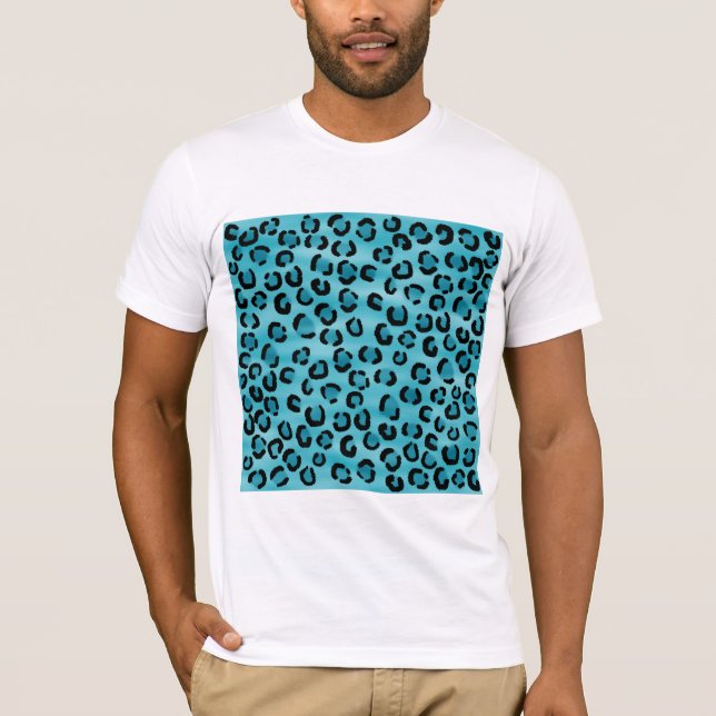 Camiseta Teste padrão do impressão do leopardo da cerceta (Frente)