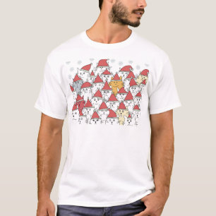 Camiseta Teste padrão do Natal com muitos gatos engraçado