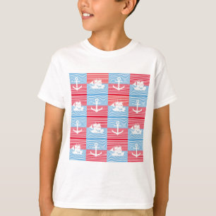 Camiseta Teste padrão do veleiro e da âncora