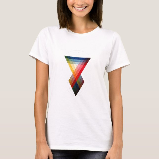 Camiseta Teste padrão geométrico do arco-íris da cor (Frente)