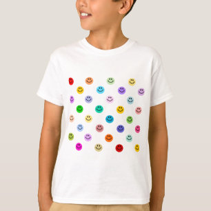 Camiseta Teste padrão multicolorido da cara do arco-íris