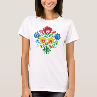 Camiseta Teste padrão popular floral polonês tradicional do