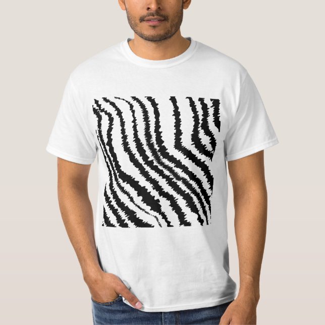 Camiseta Teste padrão preto do impressão da zebra (Frente)