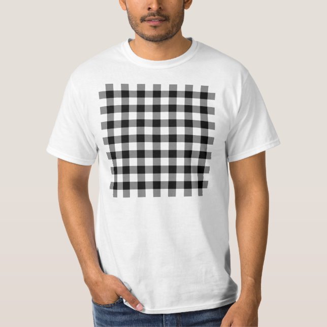 Camiseta Teste padrão preto e branco do guingão (Frente)