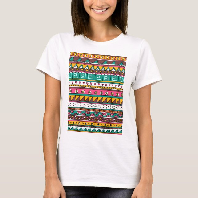 Camiseta Teste padrão tribal colorido (Frente)