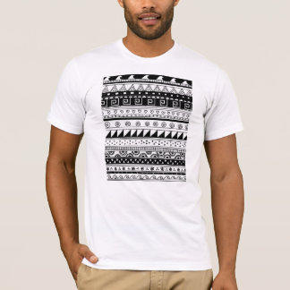 Camiseta Teste padrão tribal preto e branco