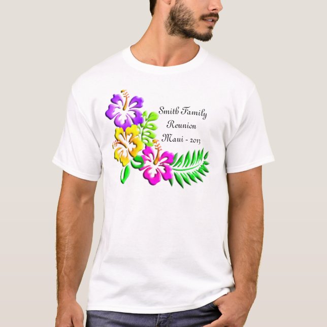Camiseta Teste padrão tropical do hibiscus (Frente)