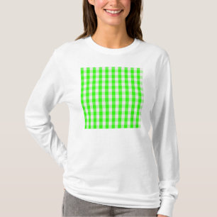Camiseta Teste padrão verde de néon do guingão
