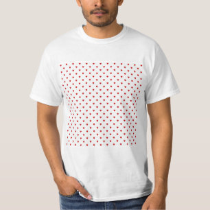 Camiseta Teste padrão vermelho dos corações em um fundo