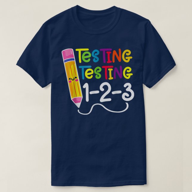 Camiseta Teste Teste 123 Teste Engraçado Dotação do Profess (Frente do Design)