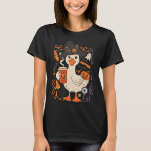 Camiseta Testemunha Ganso Halloween Bonita Pumpkin Cai Cozy