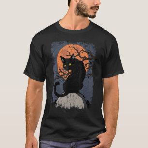 Camiseta Testemunha Negra Negra Gato Vermelho Lua Negra Neg