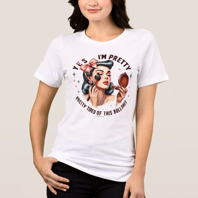 Camiseta Testemunha Retro Girl T-Shirt - Bonito Cansada de  (Frente)