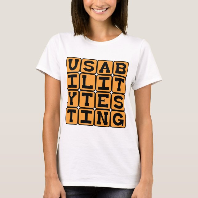 Camiseta Testes de Usabilidade, Testes de Estágio Beta (Frente)