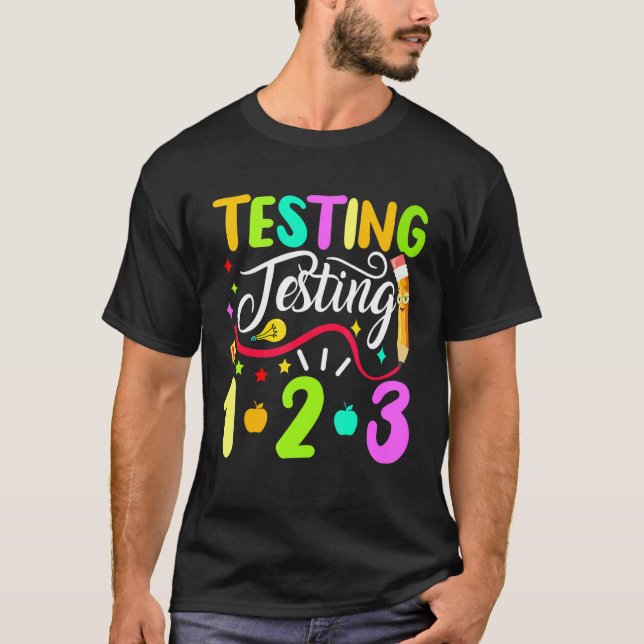 Camiseta Testes De Volta Às Escolas 1 2 3 (Frente)