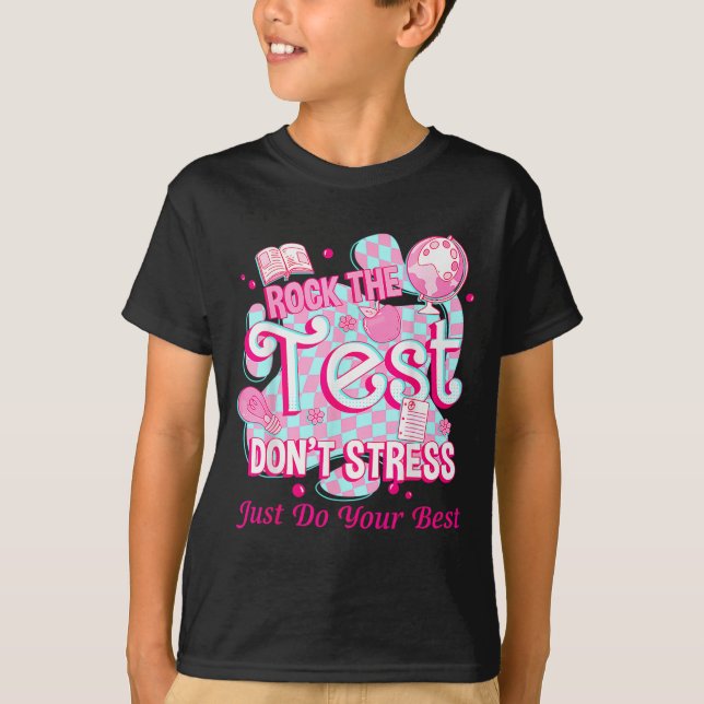 Camiseta Testing Day Rock The Test Motivational For Teacher (Frente)