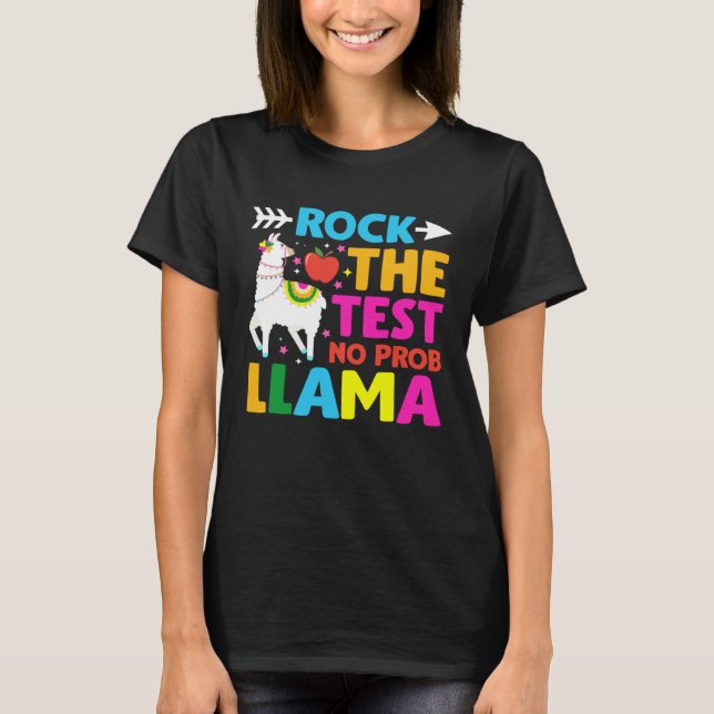 Camiseta Testing Day Rock the Test Teaching No Prob Llama T (Frente)