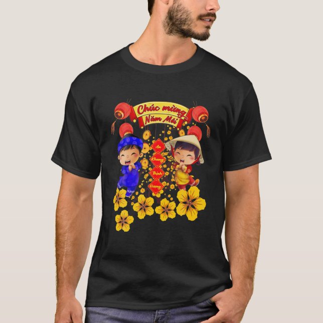 Camiseta Tet Tiger Chuc Mung, vietnamita lunar vietnamita d (Frente)