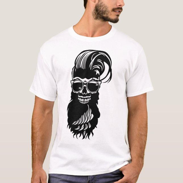 Camiseta tete de mort hipster babre lunette coiffure punk 2 (Frente)