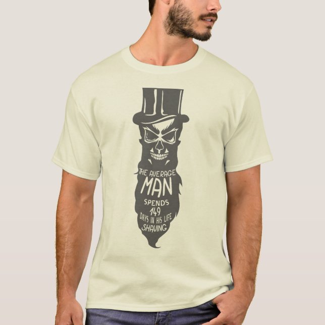 Camiseta tete de mort hipster citation average man spends s (Frente)