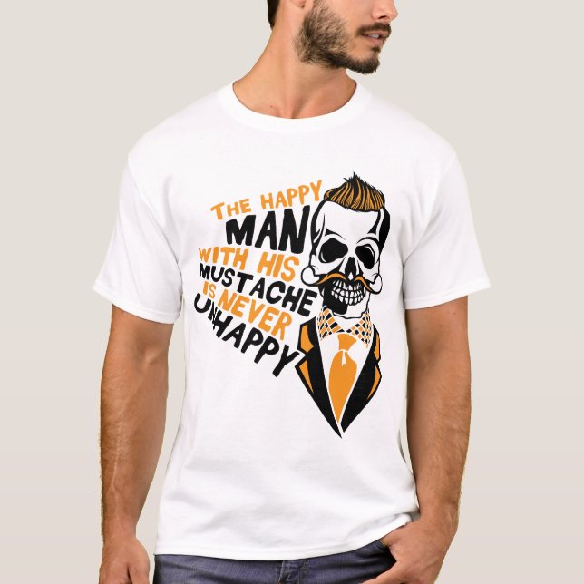 Camiseta tete de mort hipster citation happy barbu mustache (Frente)