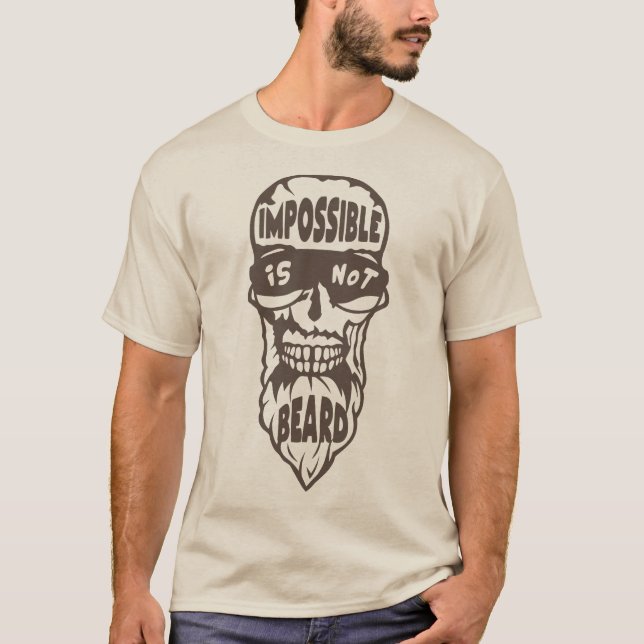 Camiseta tete de mort hipster citation impossible beard bar (Frente)