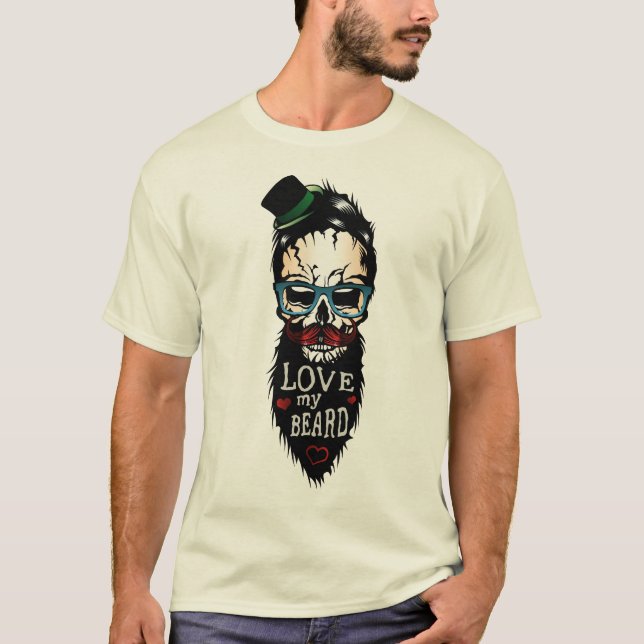 Camiseta tete de mort hipster citation love my beard humour (Frente)